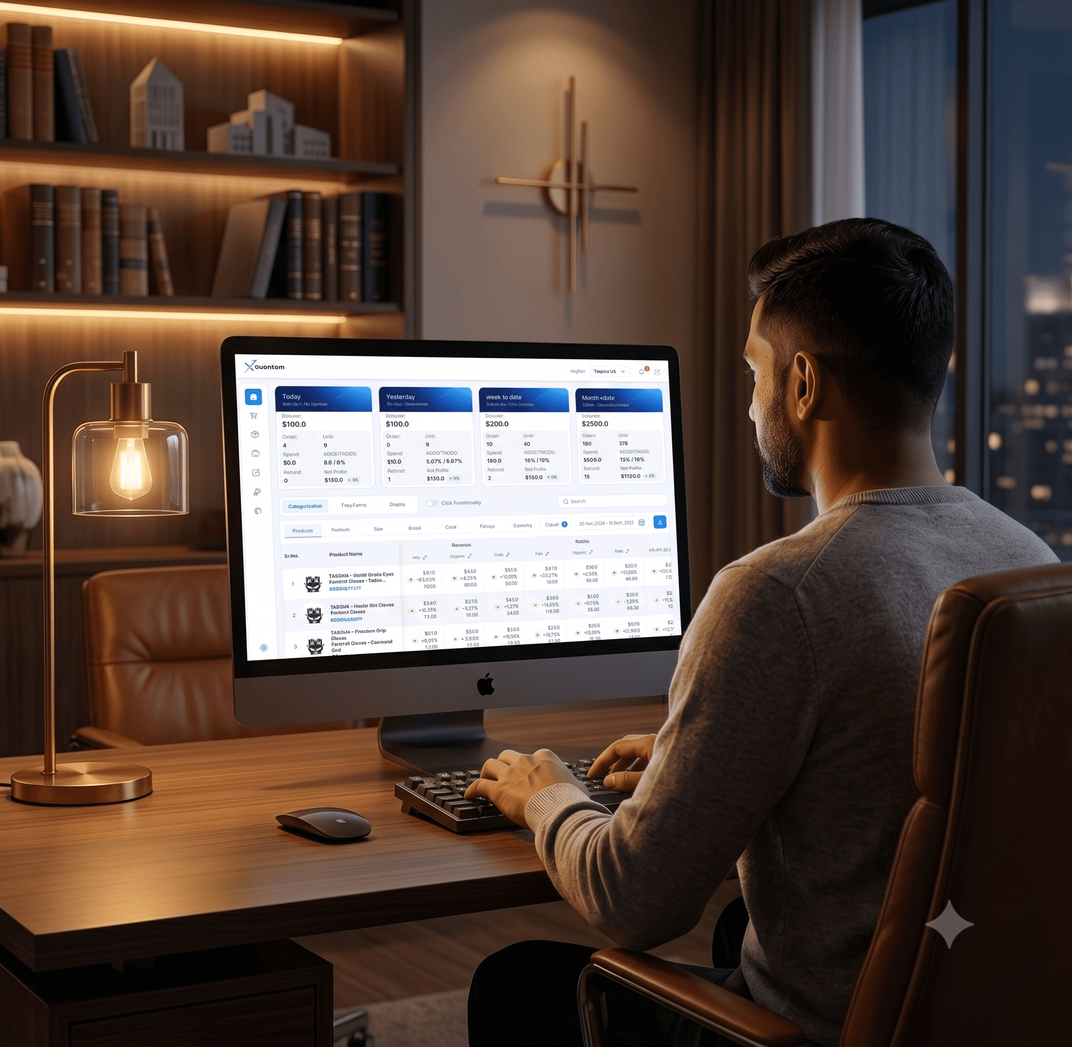 Xquantum dashboard on desktop monitor