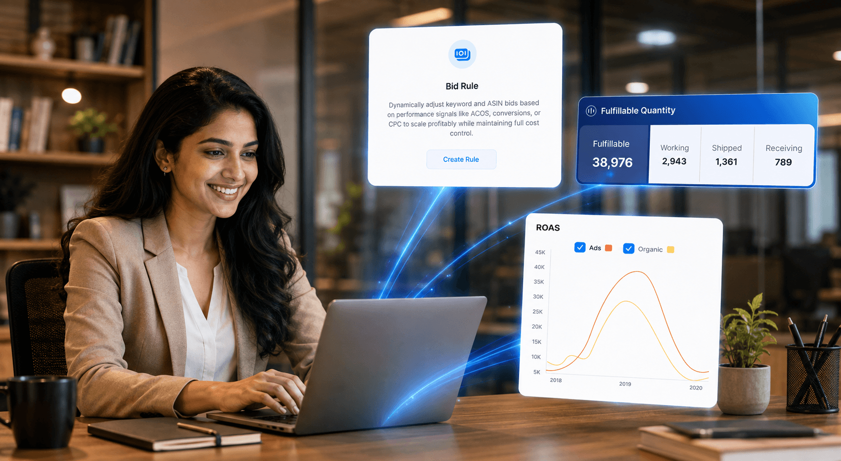 Xquantum dashboard insights while working on laptop